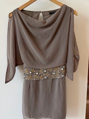 Ark & Co Y2K Rhinestone Beaded Open Back Mini Dress S